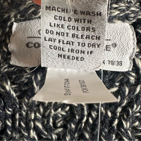 Vermont Country Store Wool Blend Cable Knit Marbled Navy Blue Cardigan Size L - Picture 11 of 12